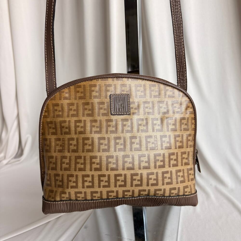 Vintage Fendi Zucchino Monogram Canvas Crossbody Bag - 80s/90s